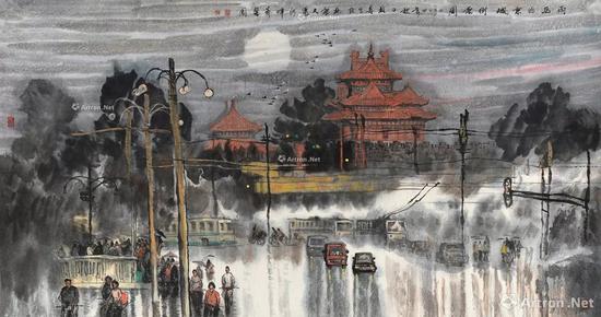 12 祝林恩 2004年作 雨后的京城街景图 镜心 RMB 1,600,000-2,000,000