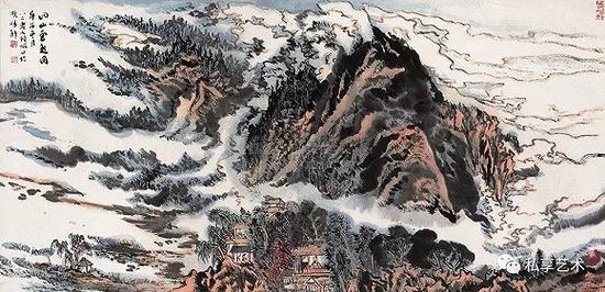 陆俨少 四山云起图