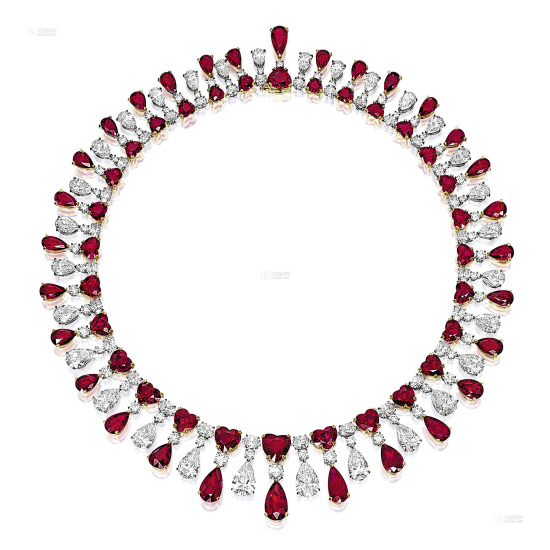 红宝石配钻石项链，2014年香港苏富比拍卖成交7740万港元