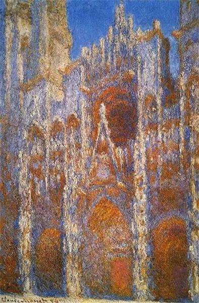 法国 莫奈 油画《鲁昂大教堂》共20余幅，教堂不同时间光下变化，每张不同