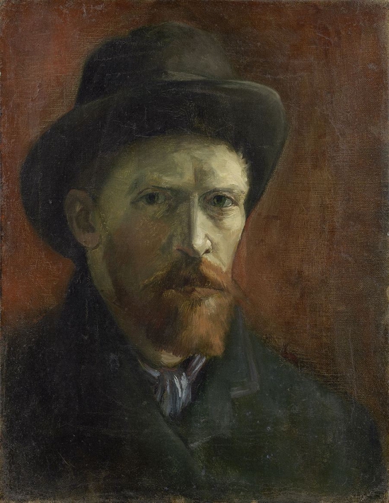 梵高，《戴黑毡帽的自画像》（Self- Portrait with Dark Felt Hat），1886-1887年，阿姆斯特丹梵高博物馆藏