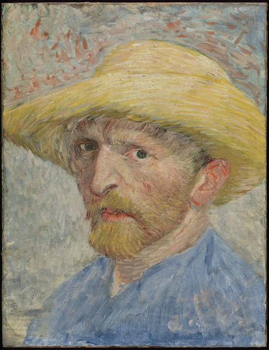 梵高，《戴草帽的自画像》（Self- Portrait with Straw Hat），1887年，底特律美术馆藏