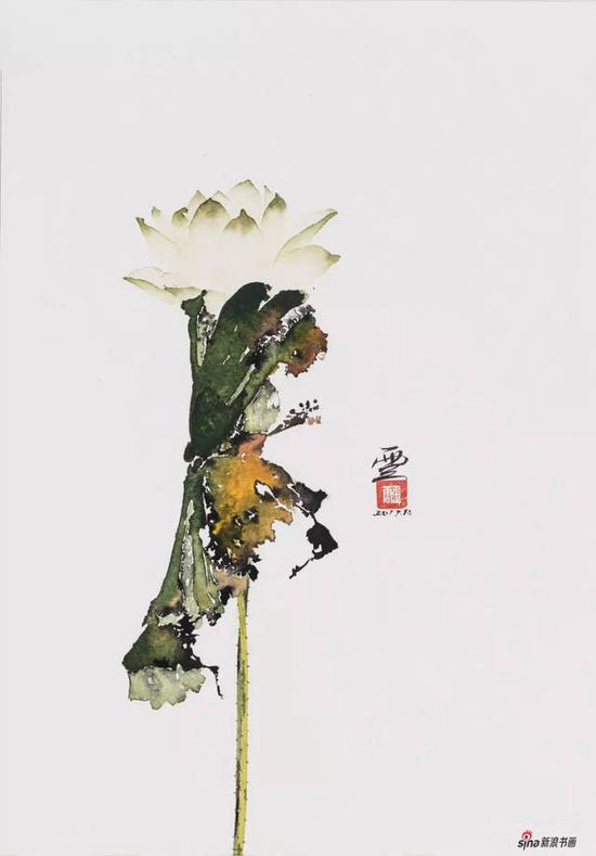 《荷时再续2》28x19cm 纸本水墨 2018