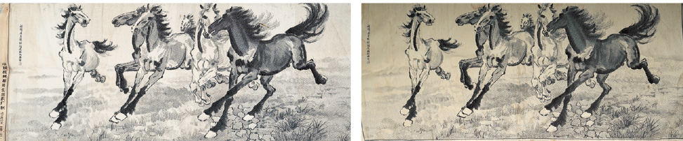 1950年代杭州都锦生丝织厂“群马图”丝织画一组2幅