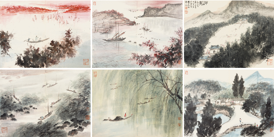 傅抱石 山水 纸册页
