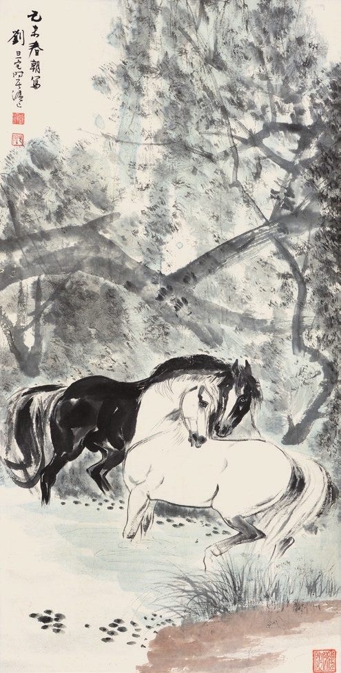 刘旦宅 双骏 立轴