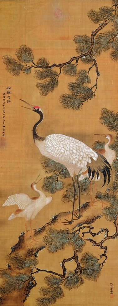 沈铨 松鹤 绢轴