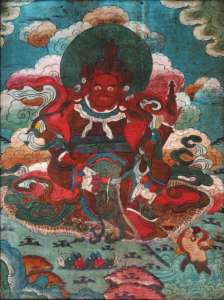 清代 多宝天王 唐卡（框）