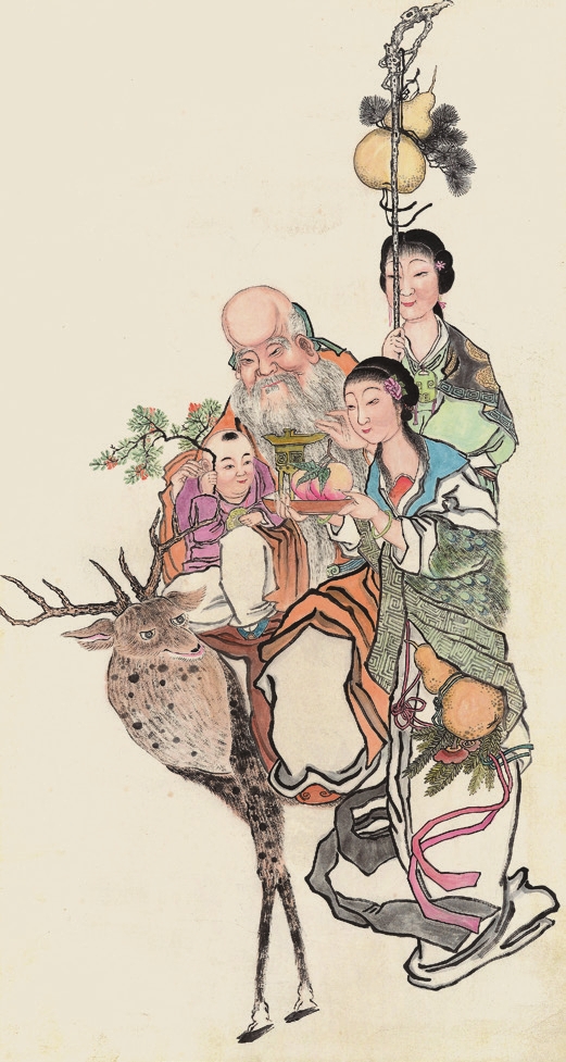 佚名 祝寿图 纸本大立轴