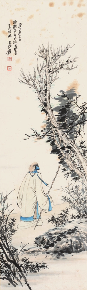 张大千 人物 纸轴