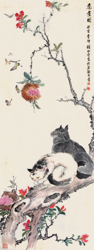 钱松嵒 花鸟 纸轴