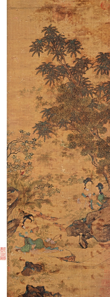 仇珠 仕女 绢轴