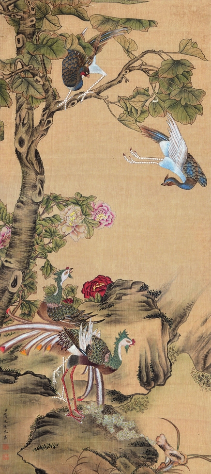 蒋廷锡 花鸟 绢轴