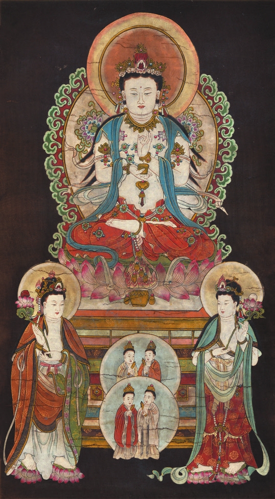 清代佚名手绘 大势至菩萨 纸轴