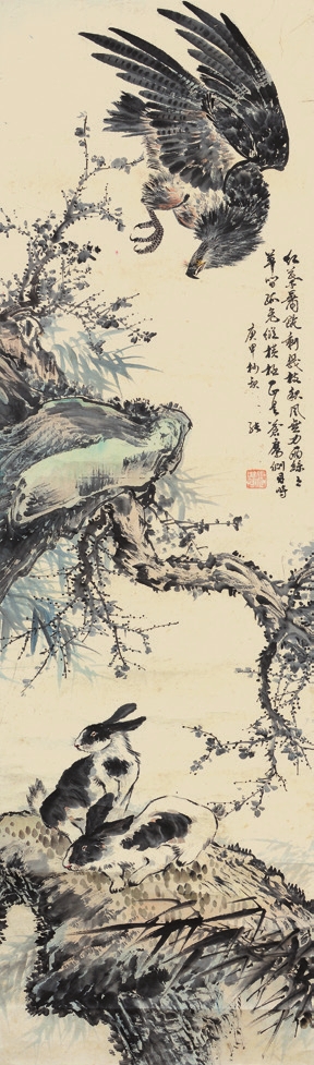 张世简 松鹰图 立轴