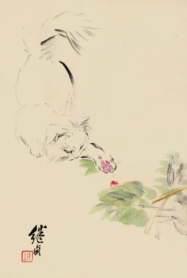 刘继卣 猫趣 立轴