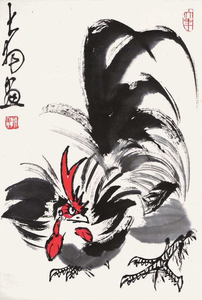 陈大羽 公鸡 立轴