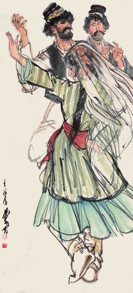 黄胄 姑娘 立轴