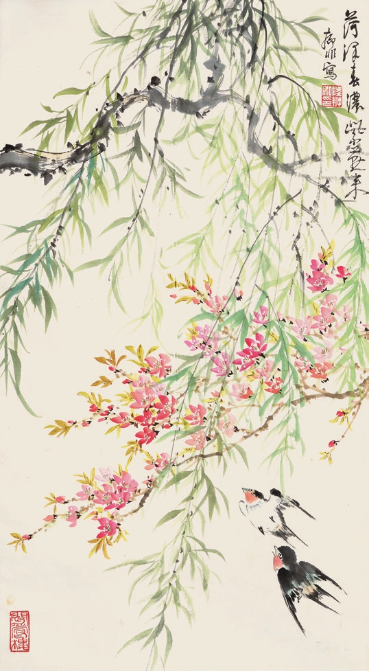 陆抑非 花鸟 立轴