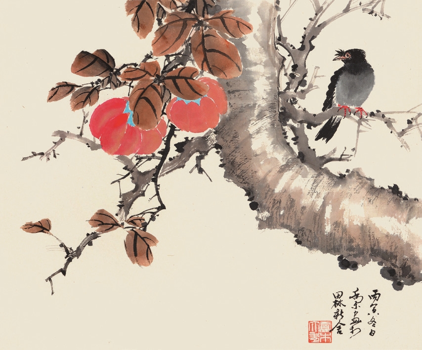乔木 花鸟 立轴