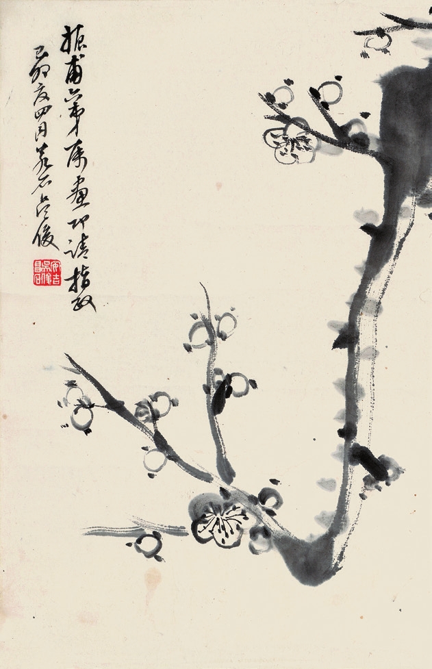 吴昌硕 墨梅 纸轴