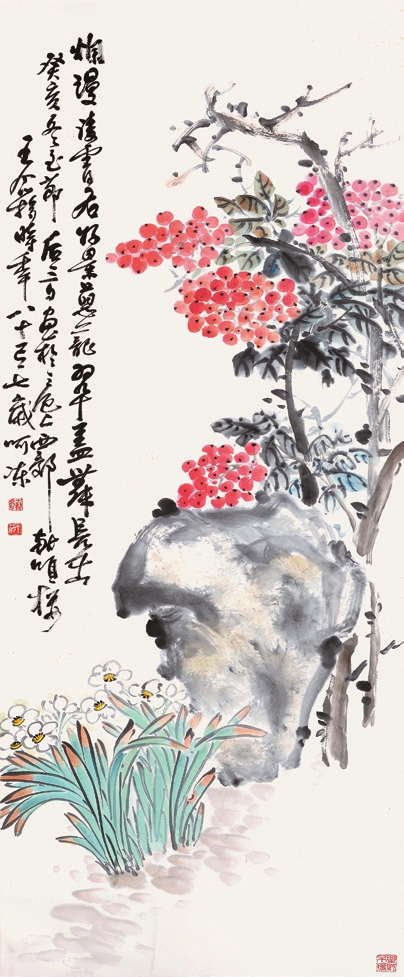 王个簃 水仙琵琶 纸轴