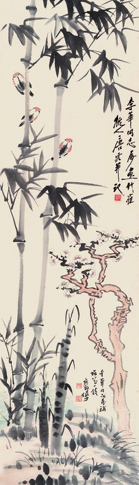 唐云/陆俨少 花鸟 纸轴