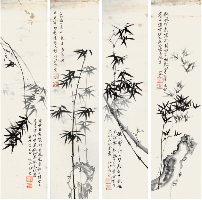 郑板桥 画竹 四屏