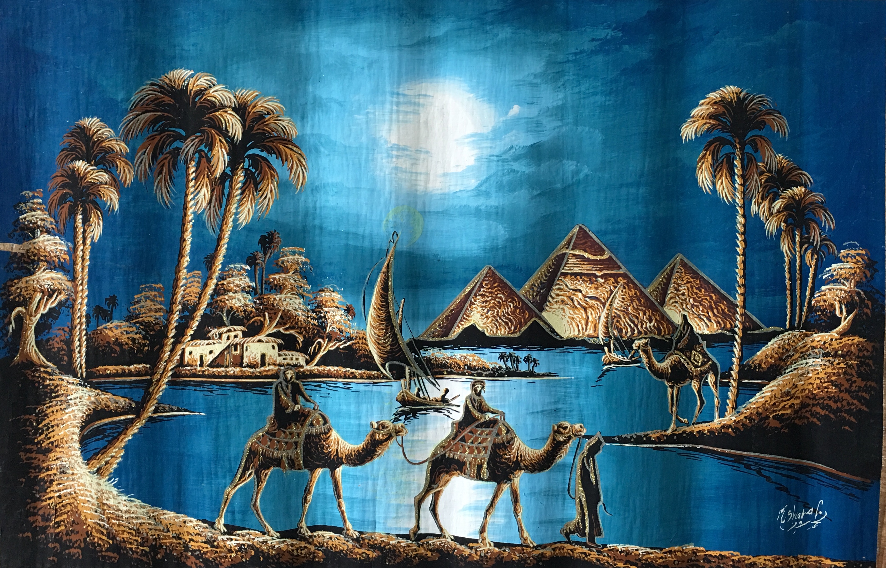埃及树皮画两件-＂大匠艺魂＂2019迎新艺术品拍卖