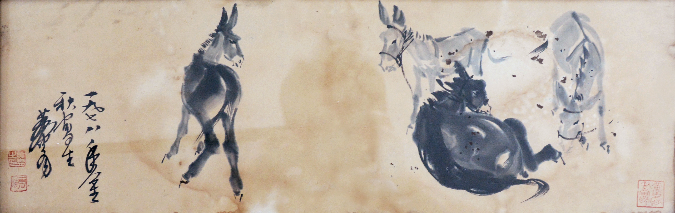 黄胄（1925-1997）  群驴  （带镜框)