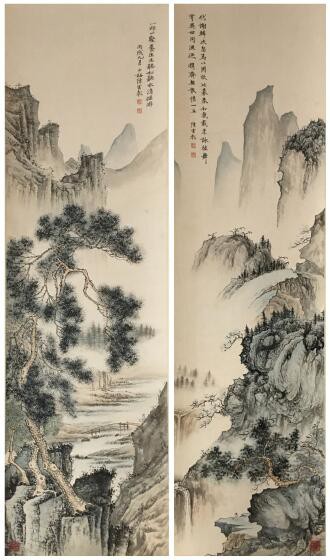 陈少梅  山水二幅