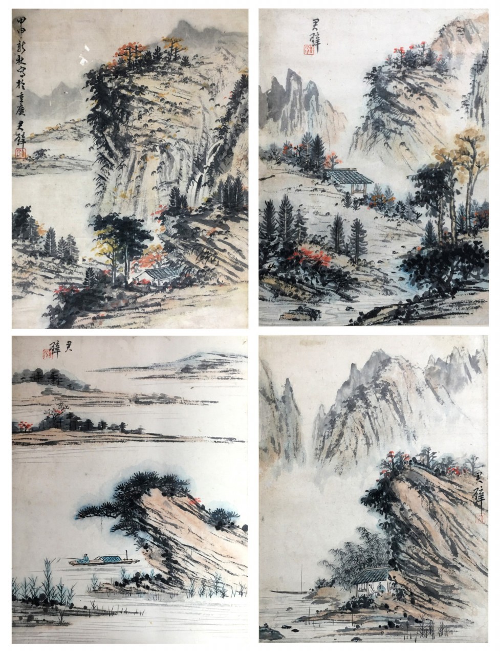 黄君璧  山水册页四开  