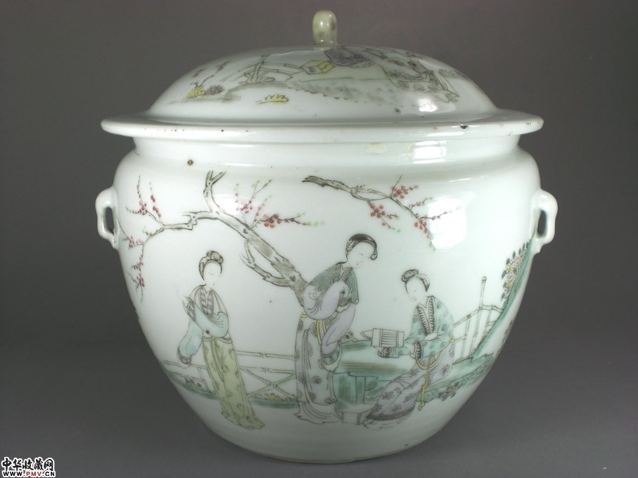 民国粉彩侍女大粥缸