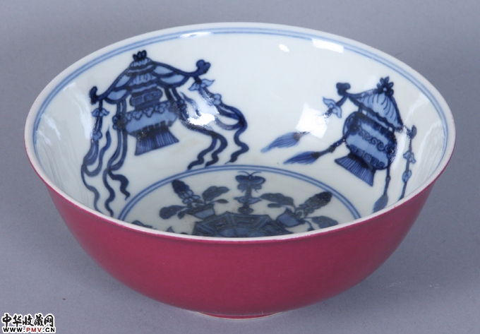 清道光内青花外胭脂红碗 清道光内青花外胭脂红碗