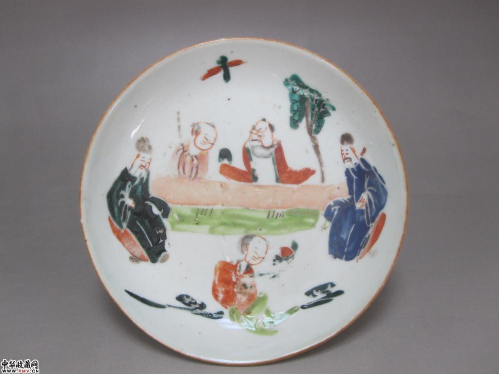 清同治粉彩人物纹盘《已售》 清同治粉彩人物纹盘《已售》