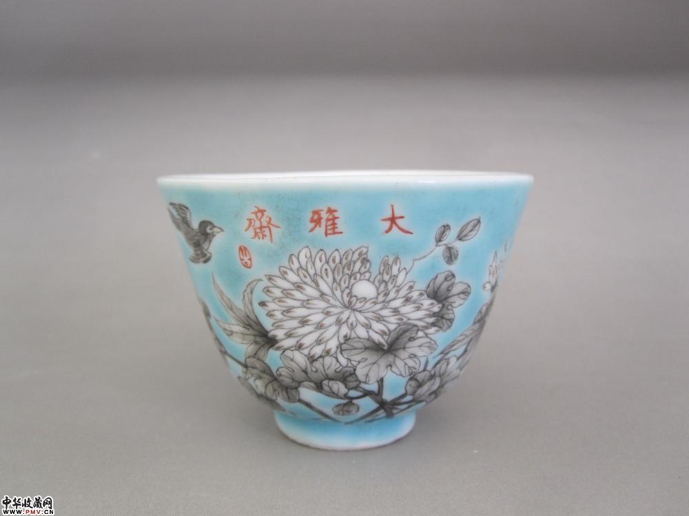 清末民国墨彩大雅斋花鸟纹杯《已售》 清末民国墨彩大雅斋花鸟纹杯《已售》