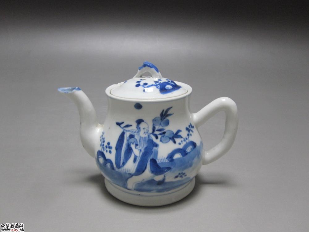 清光绪青花人物纹茶壶《已售》 清光绪青花人物纹茶壶《已售》