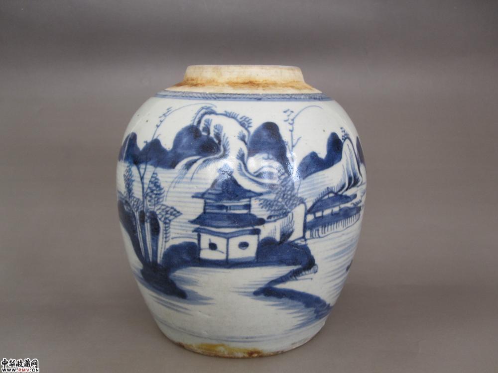 清代青花山水人物纹罐《已售》 藏家展厅收藏资讯|艺术家|书画家|书画