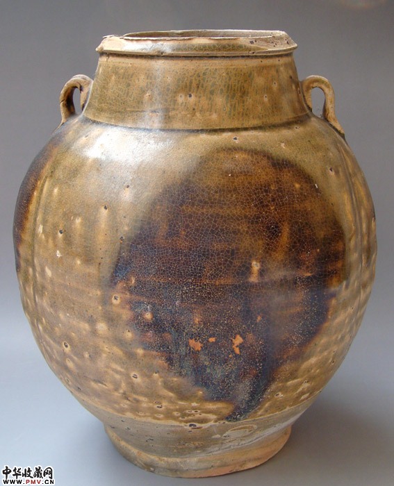 唐褐彩瓜棱双系罐 唐褐彩瓜棱双系罐