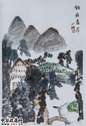 钓舟春岸