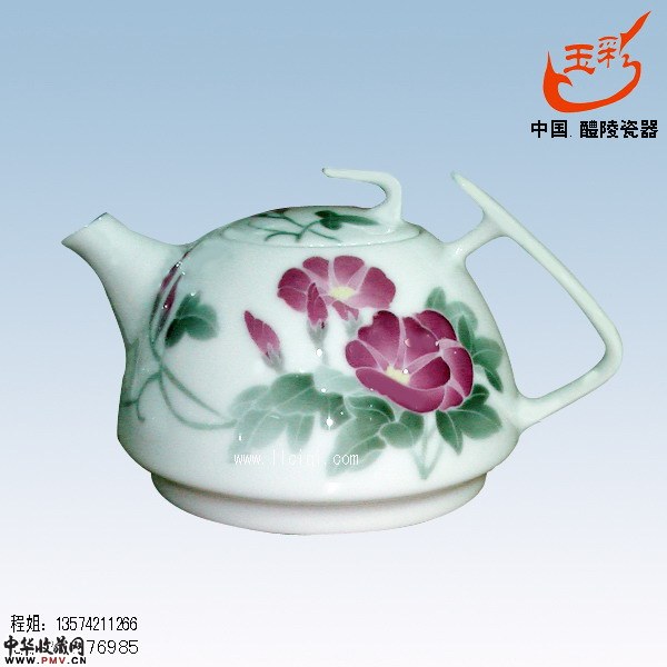 茶壶新品5-牵牛花茶壶,醴陵釉下五彩茶壶作品