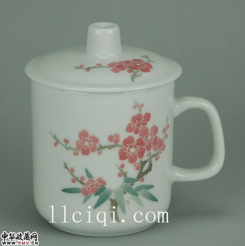 梅竹将军杯(薄),手绘釉下五彩,高档办公杯 梅竹将军杯(薄),手绘釉下五彩,高档办公杯