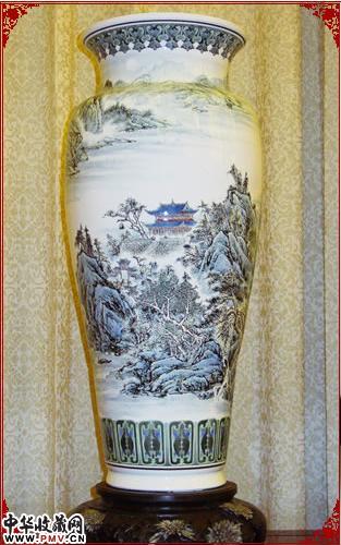 烟寺晚钟，潇湘八景花瓶，陈列于人民大会堂