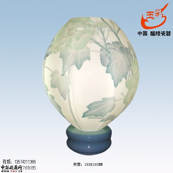 芙蓉－－醴陵手绘陶瓷灯具，釉下五彩
