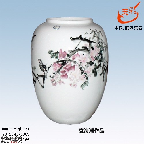 袁海潮作品：紫色天香，规格：32，釉下五彩作品缸