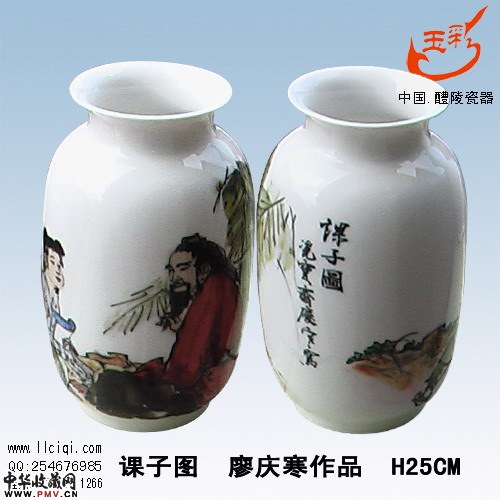 课子图  廖庆寒作品  H25CM，醴陵高级工艺美术大师作品