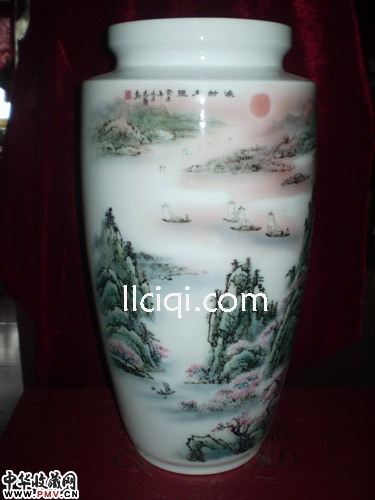 潇湘八景花瓶：渔村夕照，张志坚作品