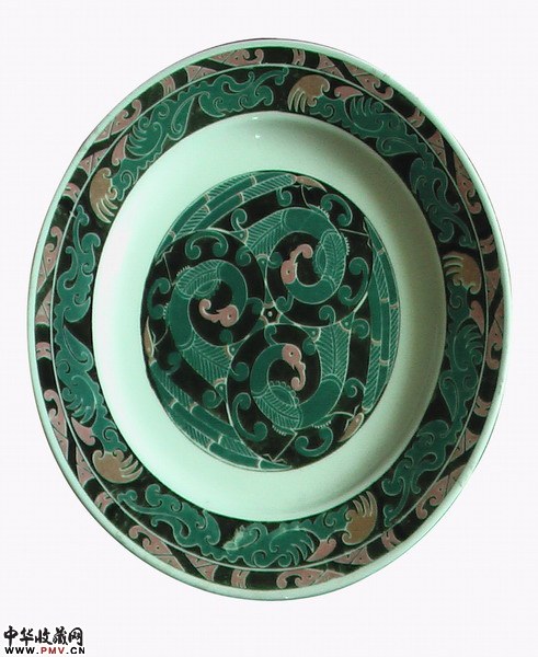 12寸盘手绘龙盘，醴陵八十年代制造新锦江餐盘