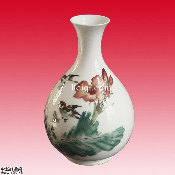 鸟语花香,尺寸:35CM蒜头瓶,作者:丁华汉 鸟语花香,尺寸:35CM蒜头瓶,作者:丁华汉