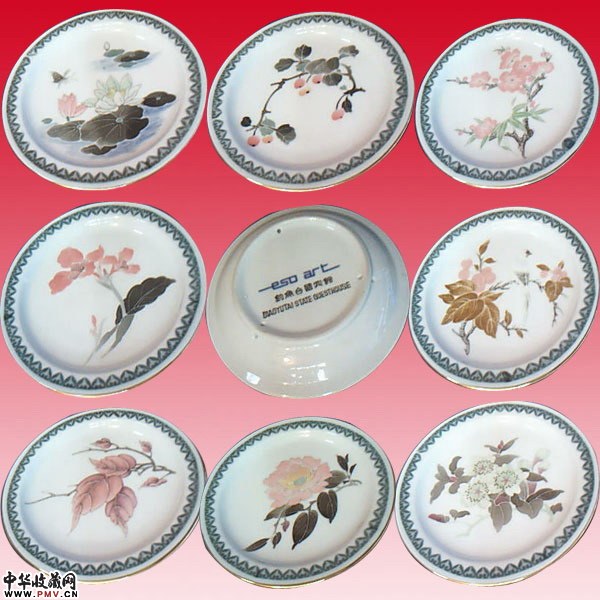 群力艺术瓷钓鱼台国宾馆系列，这套产品共八个花面，醴陵陶瓷收藏